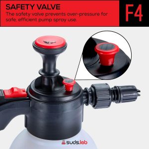 Suds Lab F4 Foaming Pump Sprayer with 70 oz UV Resistant Canister & Ergonomic Handle – Handheld Dual-Action Atomizer Car Foam Sprayer for Detailing, Garden & Home Use