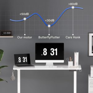 FLEXISPOT EN1 Marco de Escritorio de Pie Ajustable en Altura con Controlador de Memoria, Base de Escritorio Eléctrica de Sentarse y Pararse para Hogar y Oficina (Solo Marco Blanco)