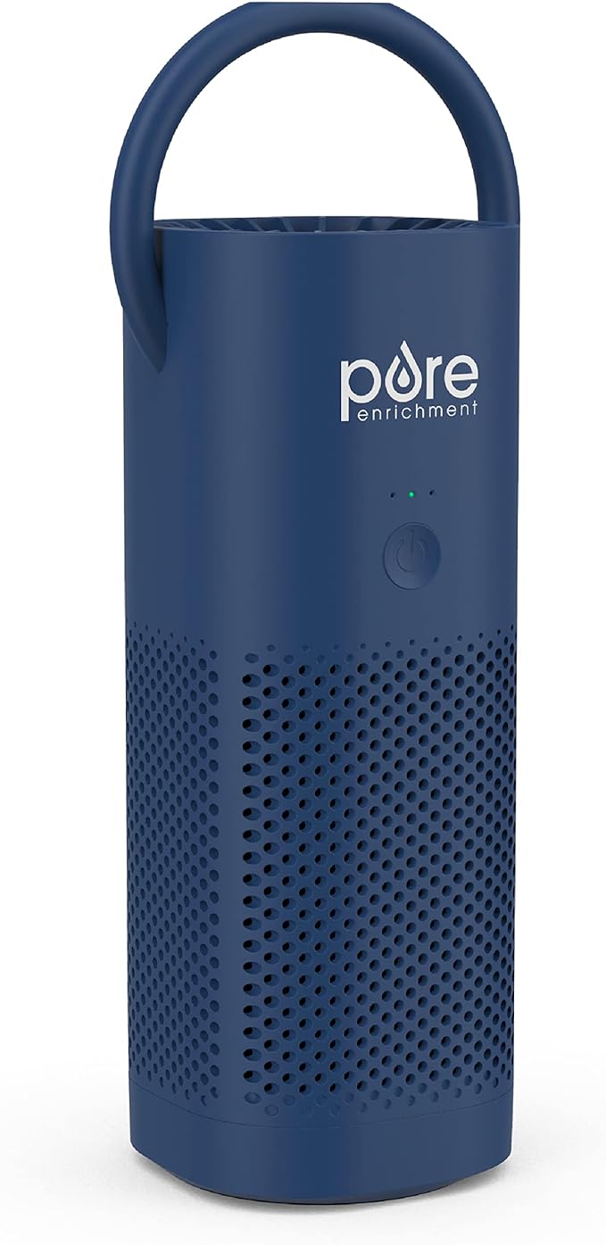 Pure Enrichment® PureZone™ - Minipurificador de aire portátil, filtro True HEPA inalámbrico que limpia el aire y elimina el 99.97 % del polvo, olores y alérgenos cercanos, para autos u oficina (azul)