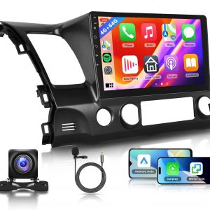 4G+64G Radio for Honda Civic 2006 2007 2008 2009 2010 2011 Car Stereo, Wireless CarPlay Android Auto 10.1 Inch IPS Touch Screen Android 13 GPS WiFi Bluetooth DSP Audio HD Backup Camera