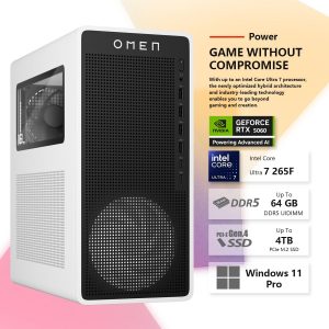 HP OMEN 16L TG03 Pro Business Gaming Desktop, Intel Ultra 7 265F (Beats i7-14700F), NVIDIA RTX 5060, 32GB DDR5 RAM, 1TB SSD, estación de trabajo para creación, paquete con teclado Thunderobot KG3089R