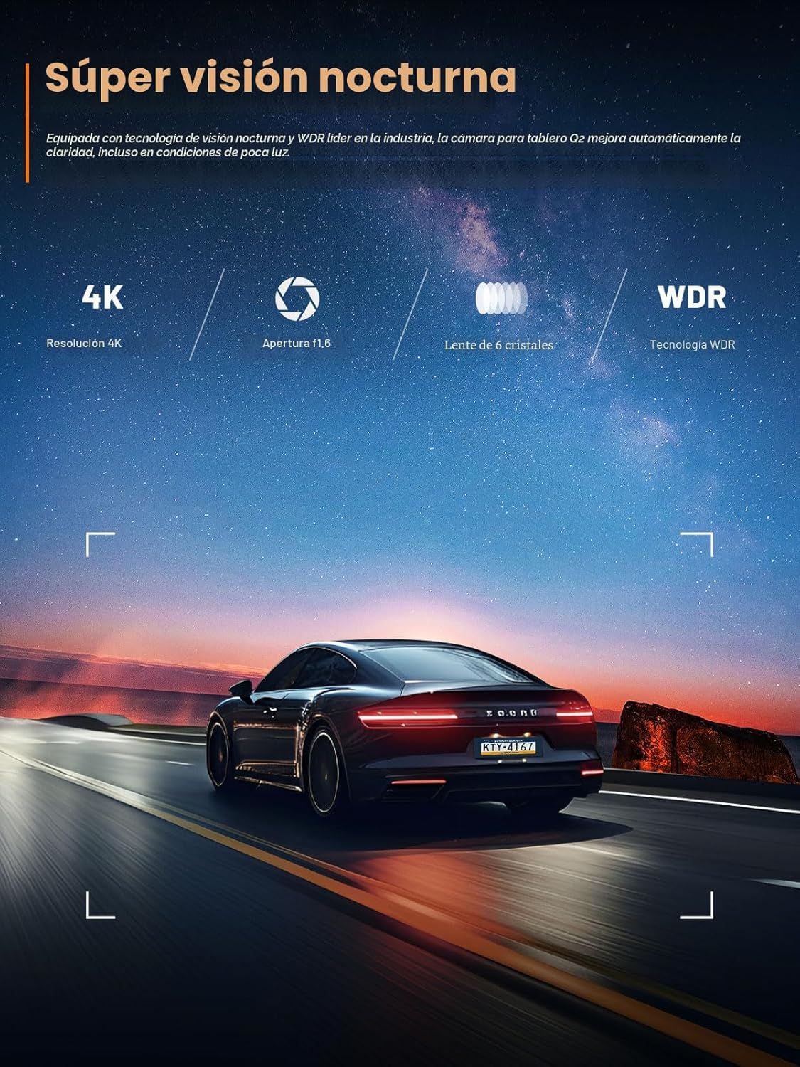 galphi Cámara frontal 4K, WiFi 5G integrado, tarjeta de 64 GB incluida, cámara de tablero para automóviles, mini cámara de tablero con visión súper nocturna, grabación en bucle, sensor G, monitor de