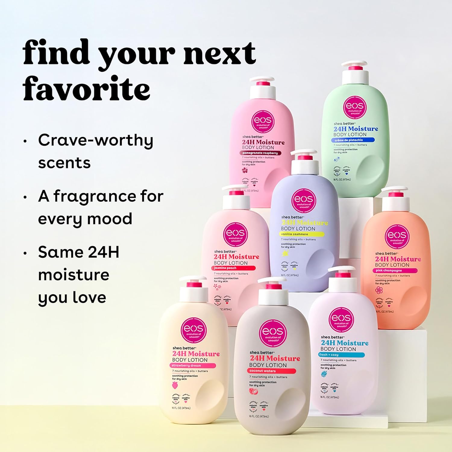 eos Shea Better Loción corporal Coconut Waters, cuidado de la piel con humedad las 24 horas, ligera y no grasosa, karité natural, vegano, loción corporal de coco, 16 onzas líquidas