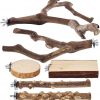 LIMIO Juego de 6 Perchas para Pájaros - Palitos de Uva de Madera Natural, Tenedores de Lijado de Patas, Soporte para Pájaros y Juguetes para Periquitos, Cacatúas, Conure y Periquitos Australianos