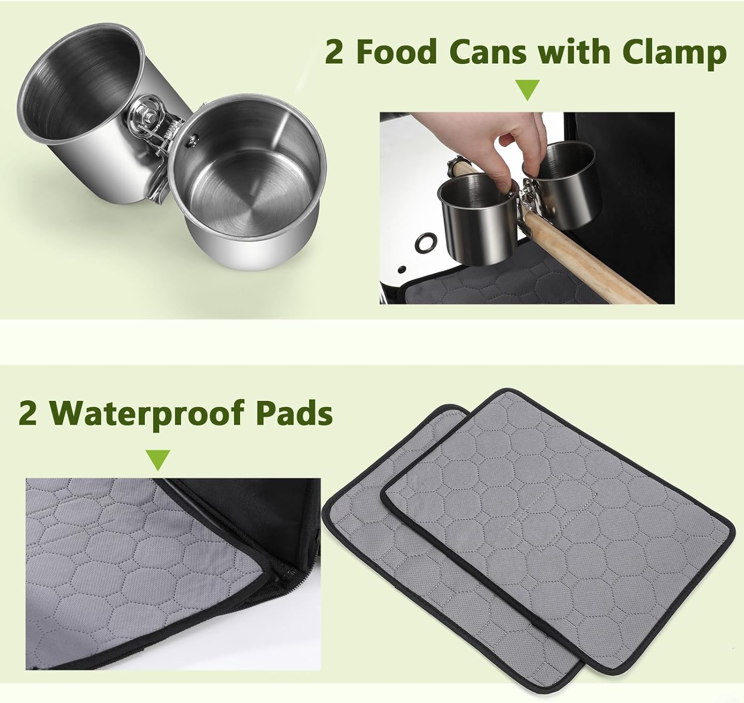 Pecute Mochila transportadora de pájaros, mochila de pájaros loros con ventana visible, percha de pie de altura ajustable, latas de alimentación, almohadillas impermeables, jaula de viaje plegable ligera para pájaros para senderismo, campamento