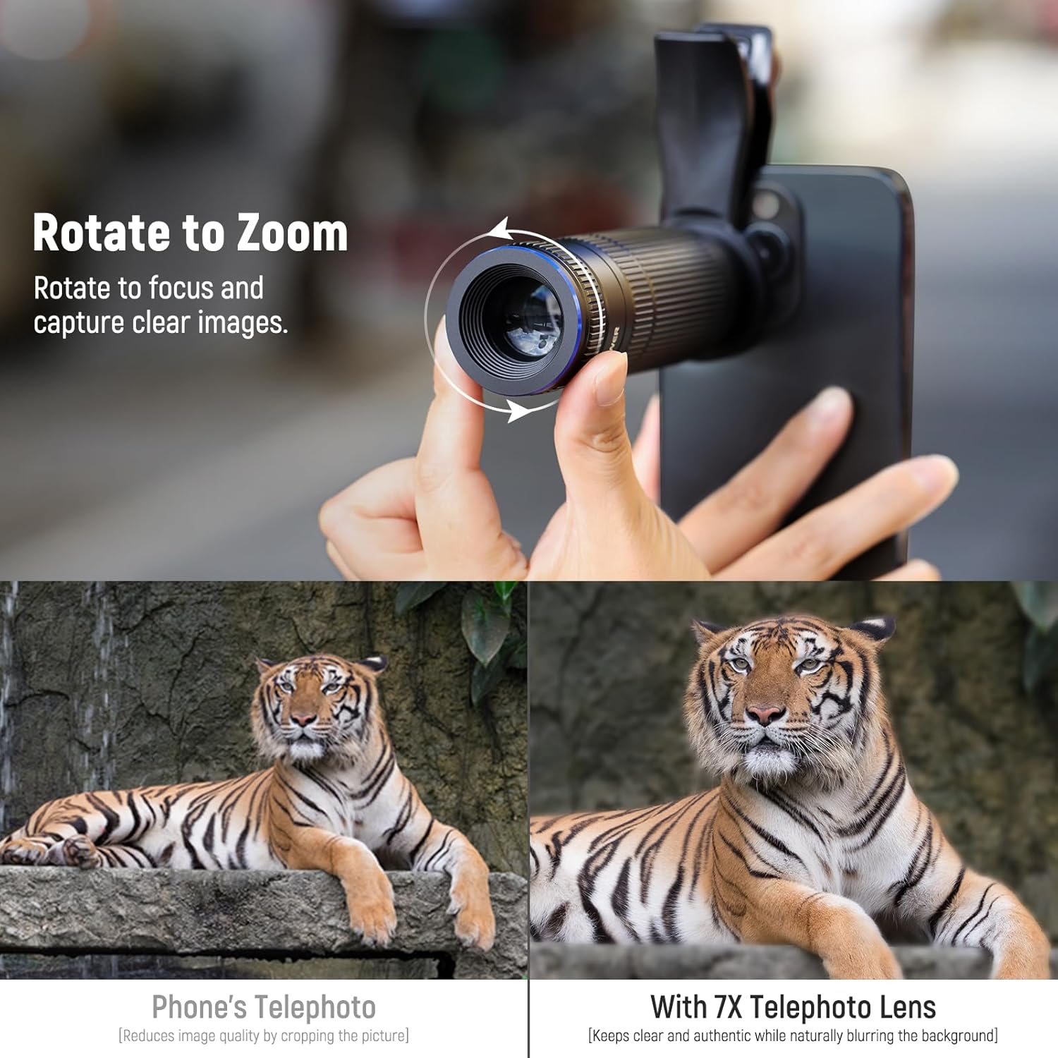 NEEWER 7X Telephoto Lens with Phone Lens Clip Compatible with iPhone Samsung, 15 Elements 12 Groups 7X Magnification Phone Lens for 17mm Thread Phone Cage/Phone Case/Backplate, LS-36 PRO