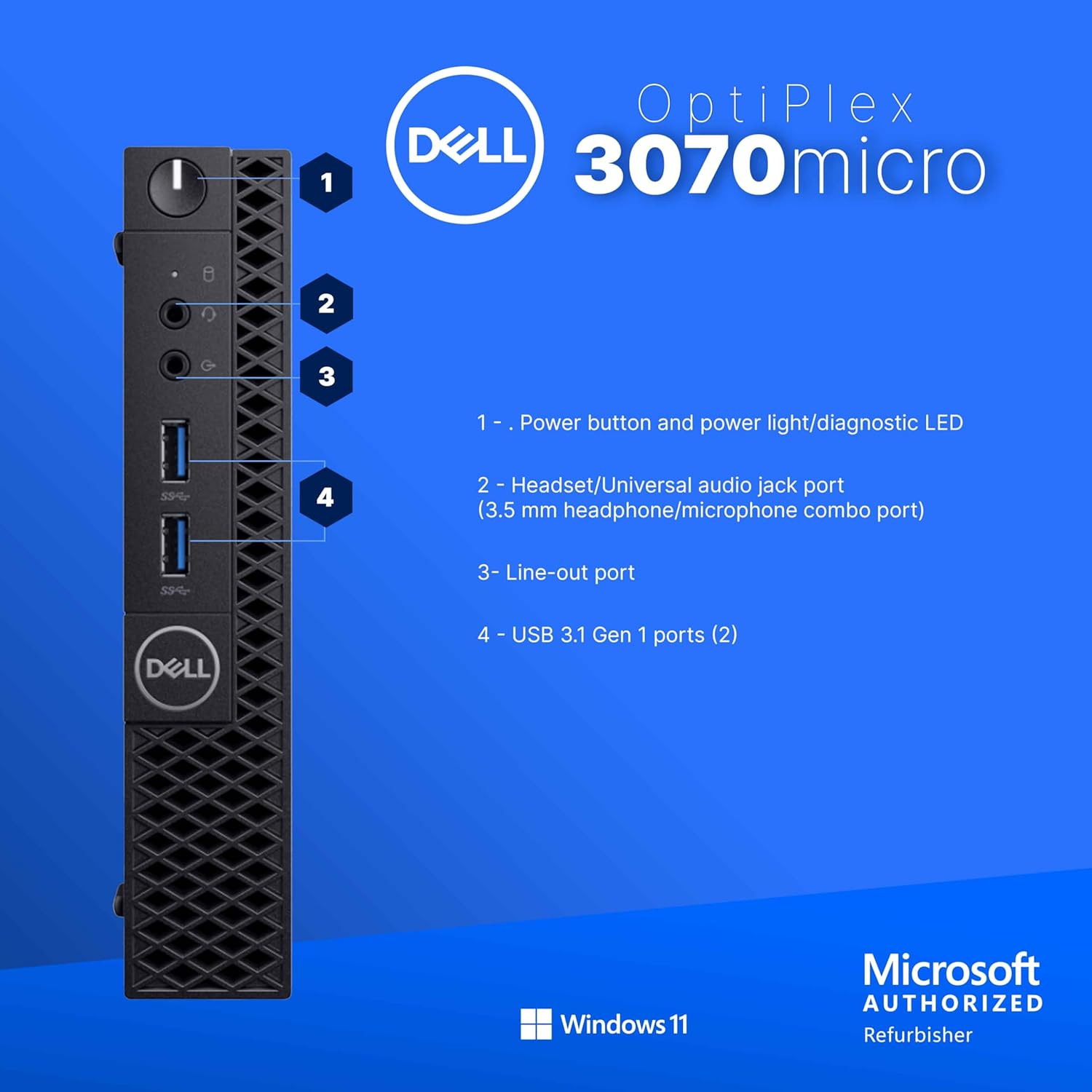 Dell Optiplex 3070 Mini PC | Windows 11 Pro | Intel i5-9500 | 8 GB RAM + 250 GB SSD | 5G WiFi + BT | Teclado + mouse | Micro computadora de escritorio (renovado)
