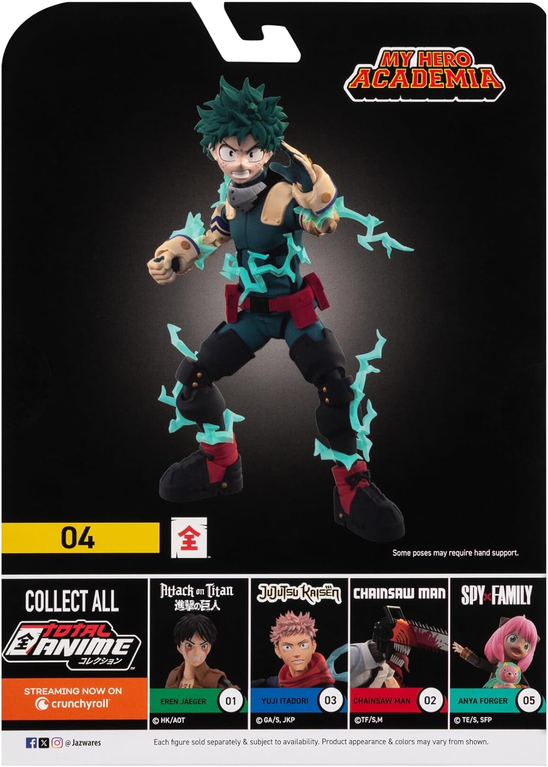 Total Anime Izuku Midoriya - Figura a escala de 6.5 pulgadas con placas frontales intercambiables, manos alternas y efectos energéticos