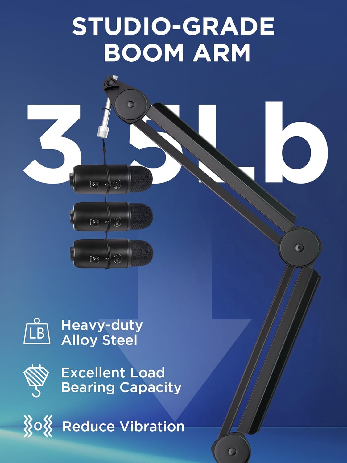 InnoGear Soporte de brazo de micrófono con gestión de cables para Blue Yeti, FIFINE AM8, K669B, HyperX QuadCast S, SoloCast, AT2020, Shure SM7B, MV7 y otros micrófonos
