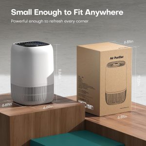 Air Purifiers for Home with High Efficiency Filter Up to 1076 Ft² for Pet Hair, Odors, Pollen, Smoke, Compact Air Cleaner with 3 Speeds, Timer, Aroma Quiet 360°Intake Filter, White