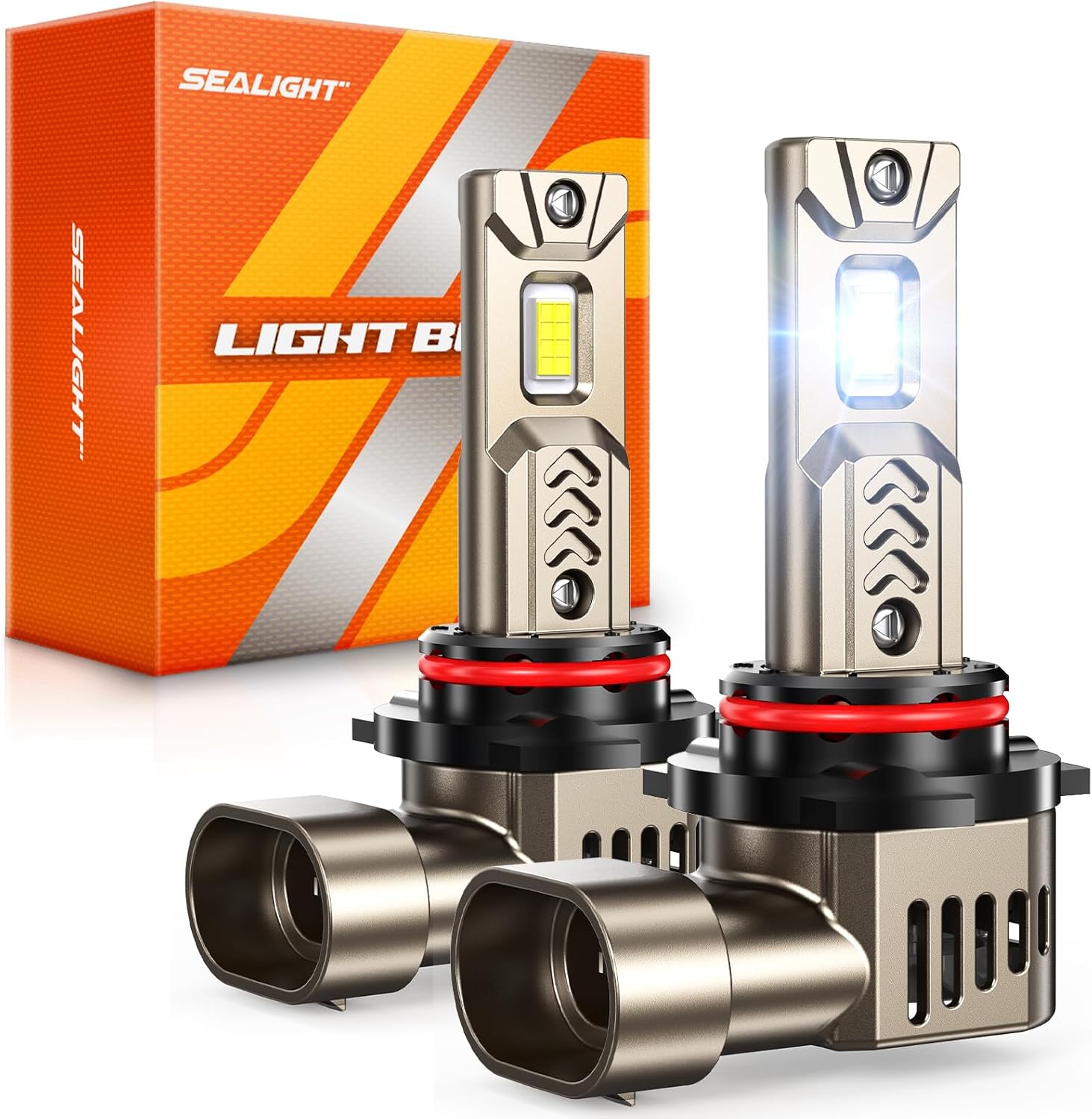 SEALIGHT 9005 HB3 Bulbs, 45,000LM Super Bright, 6500K Cool White L2S 9005 Driving Lights with 25000RPM Cooling Fan, Plug-N-Play Fog Light, Pack of 2