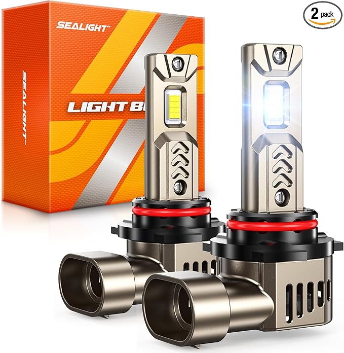 SEALIGHT 9005 HB3 Bulbs, 45,000LM Super Bright, 6500K Cool White L2S 9005 Driving Lights with 25000RPM Cooling Fan, Plug-N-Play Fog Light, Pack of 2