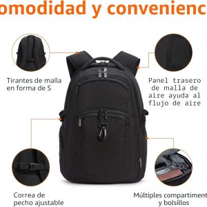 Amazon Basics Mochila de viaje para portátil de 17 pulgadas (17.0 in), color negro