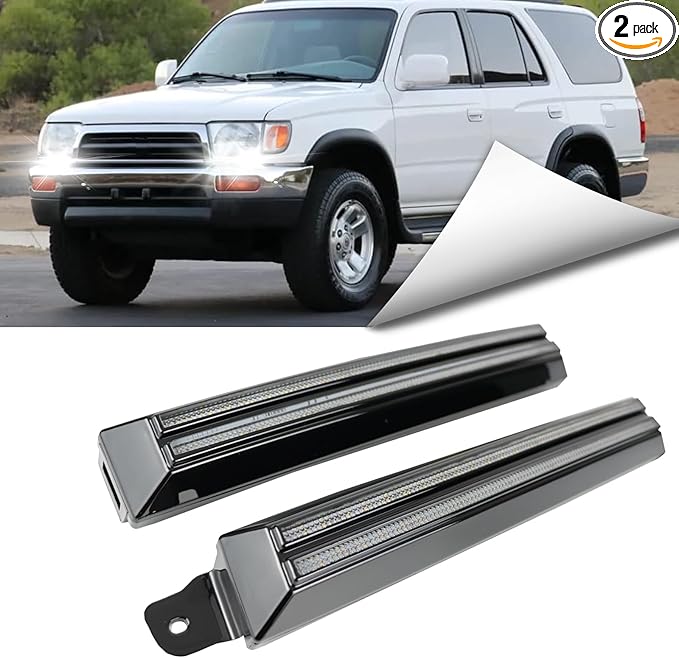 LED Daytime Running Light Compatible with Toyota 4Runner 1996-2002 - White DRL, Amber Turn Signal, Front Side Marker Headlight