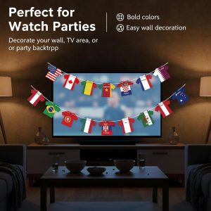2026 World Cup Soccer Jersey Flag Bunting Banner 50 Pcs International Country String Flags Garland Merchandise for Sports Themed Parties Olympic Celebrations Decorations(Not among the top 48 teams）