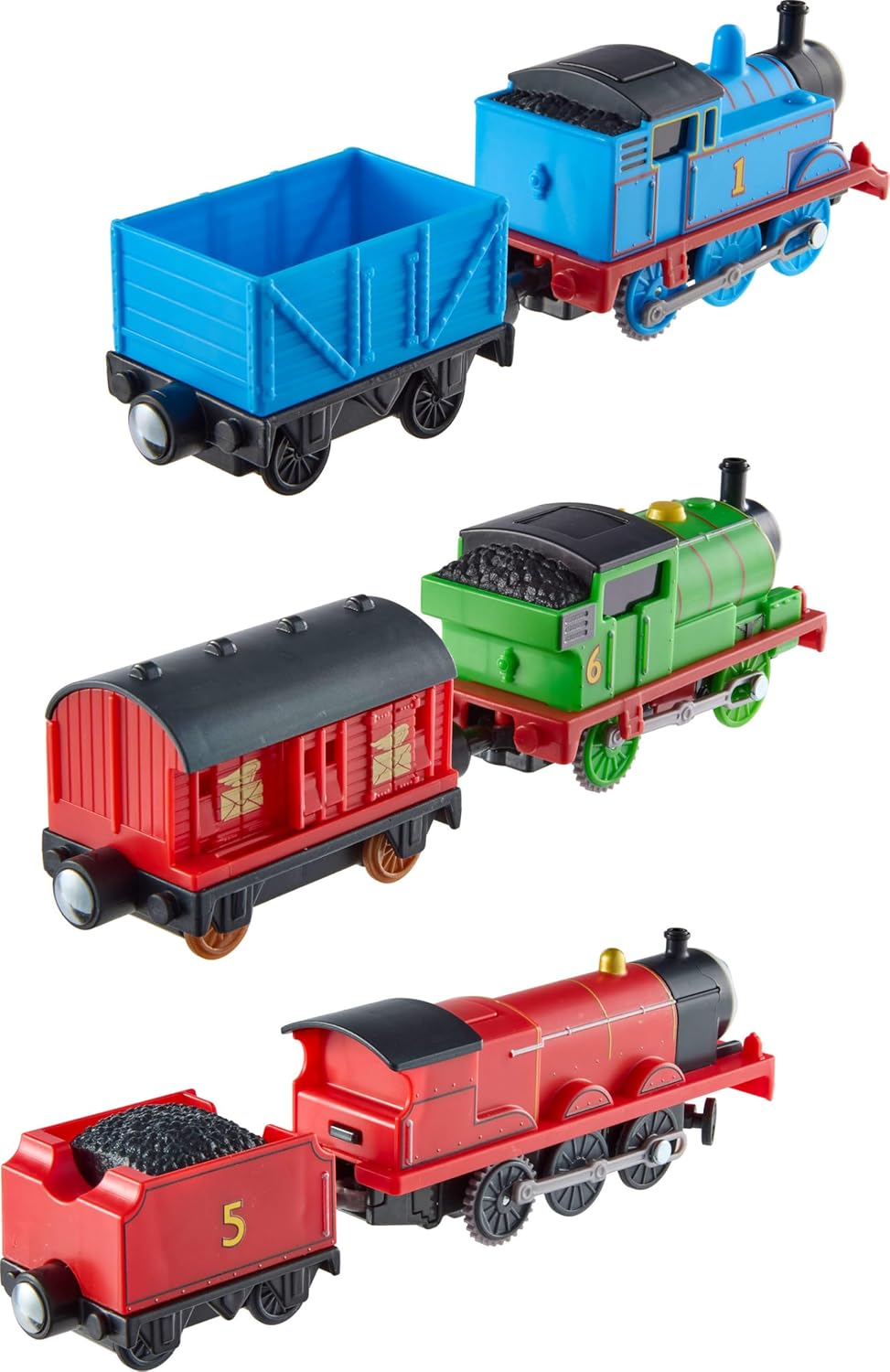 Thomas & Friends Toy Trains by Fisher-Price, Motorized Engine Multipack, Battery-Powered Thomas, Percy & James with Their Cargo Tenders (Amazon Exclusive)