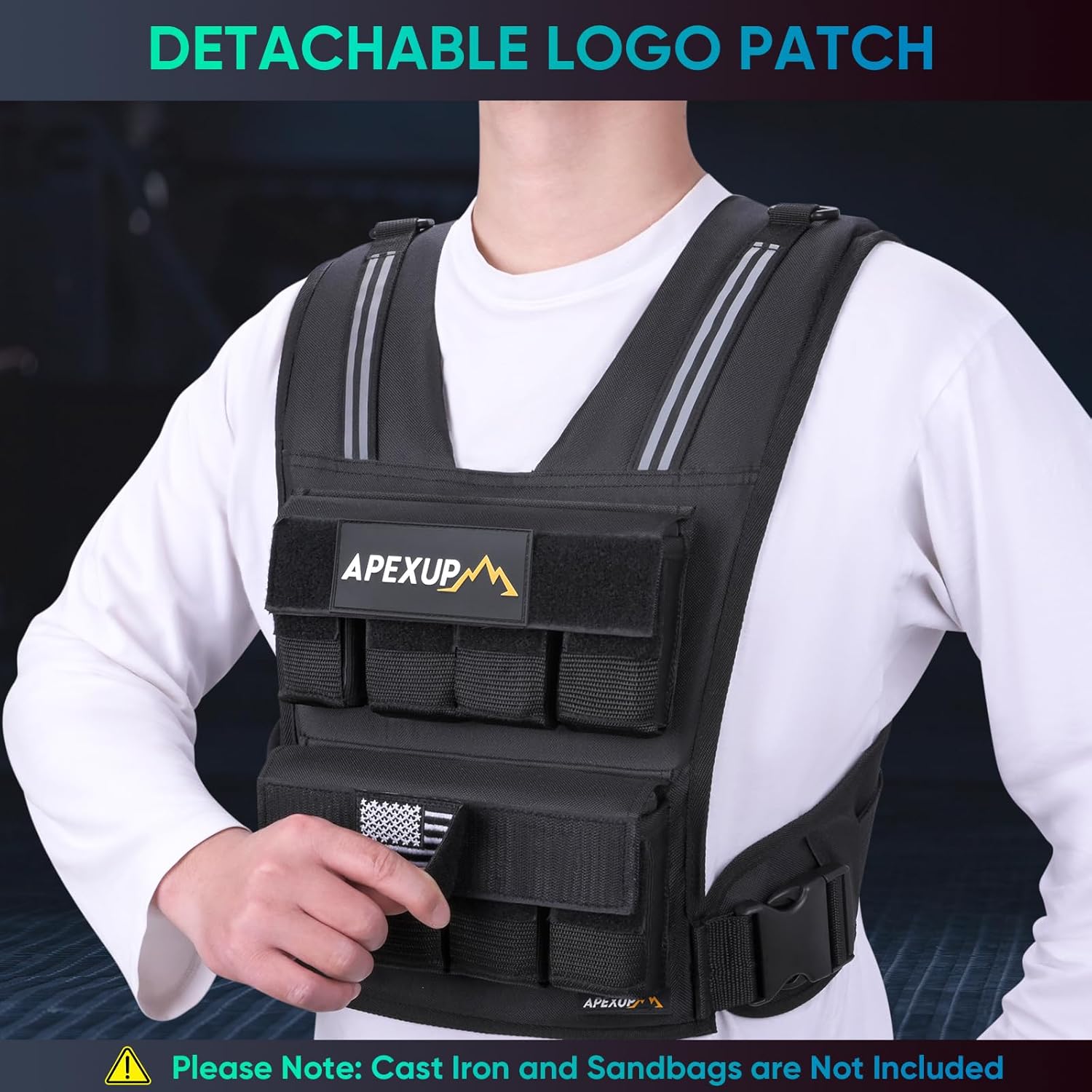 APEXUP Adjustable Weighted Vest Men 20lbs/30lbs/40lbs Weights with Reflective Stripe, Weight Vest Woman Workout Vest for Strength Training Running Walking