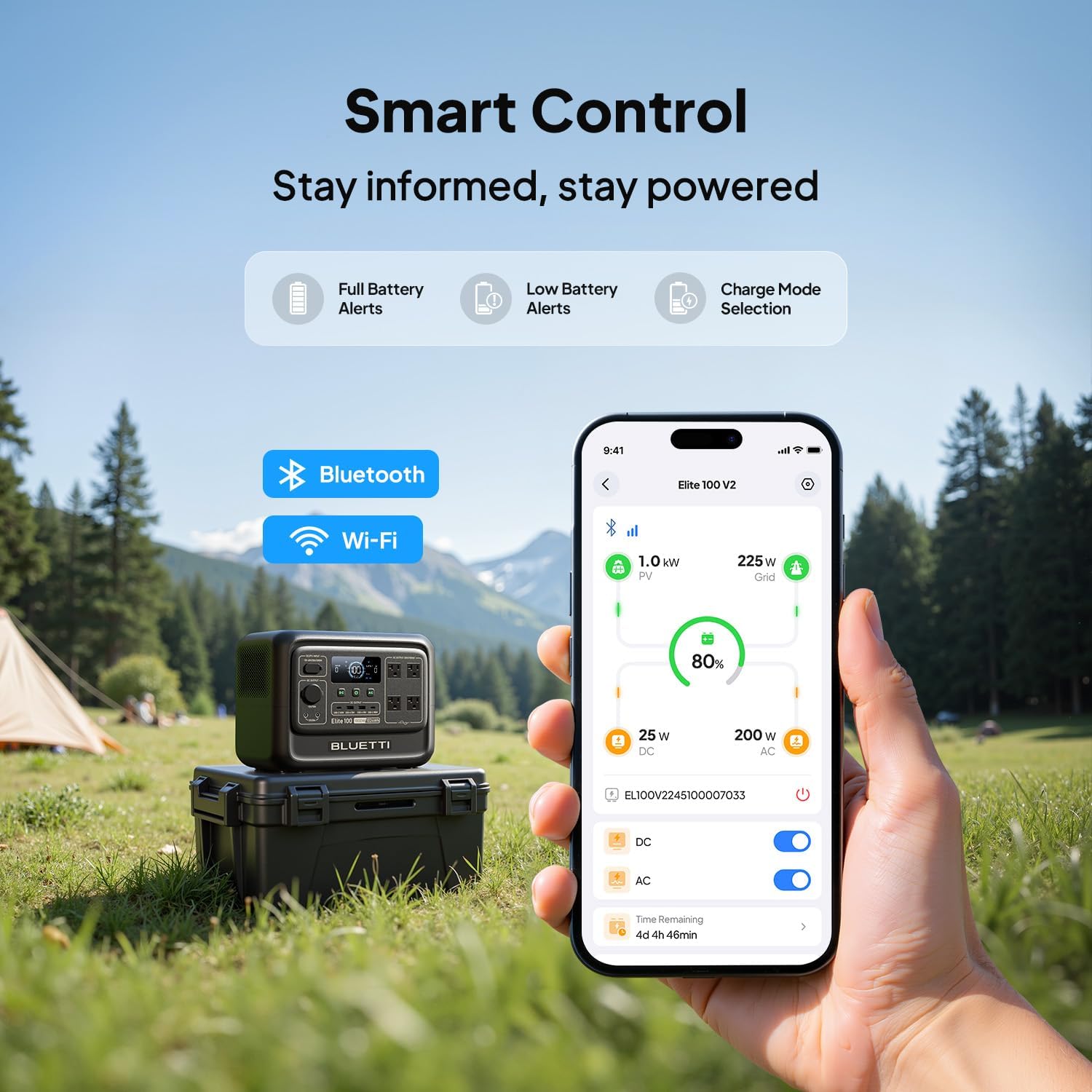BLUETTI Elite 100 V2 Estación de Energía Portátil (2025 Nueva), Batería de Respaldo LiFePO4 de 1024Wh con 4 Tomas de CA de 1800W (3600W Pico), 35% Más Pequeña, Generador Solar para Camping