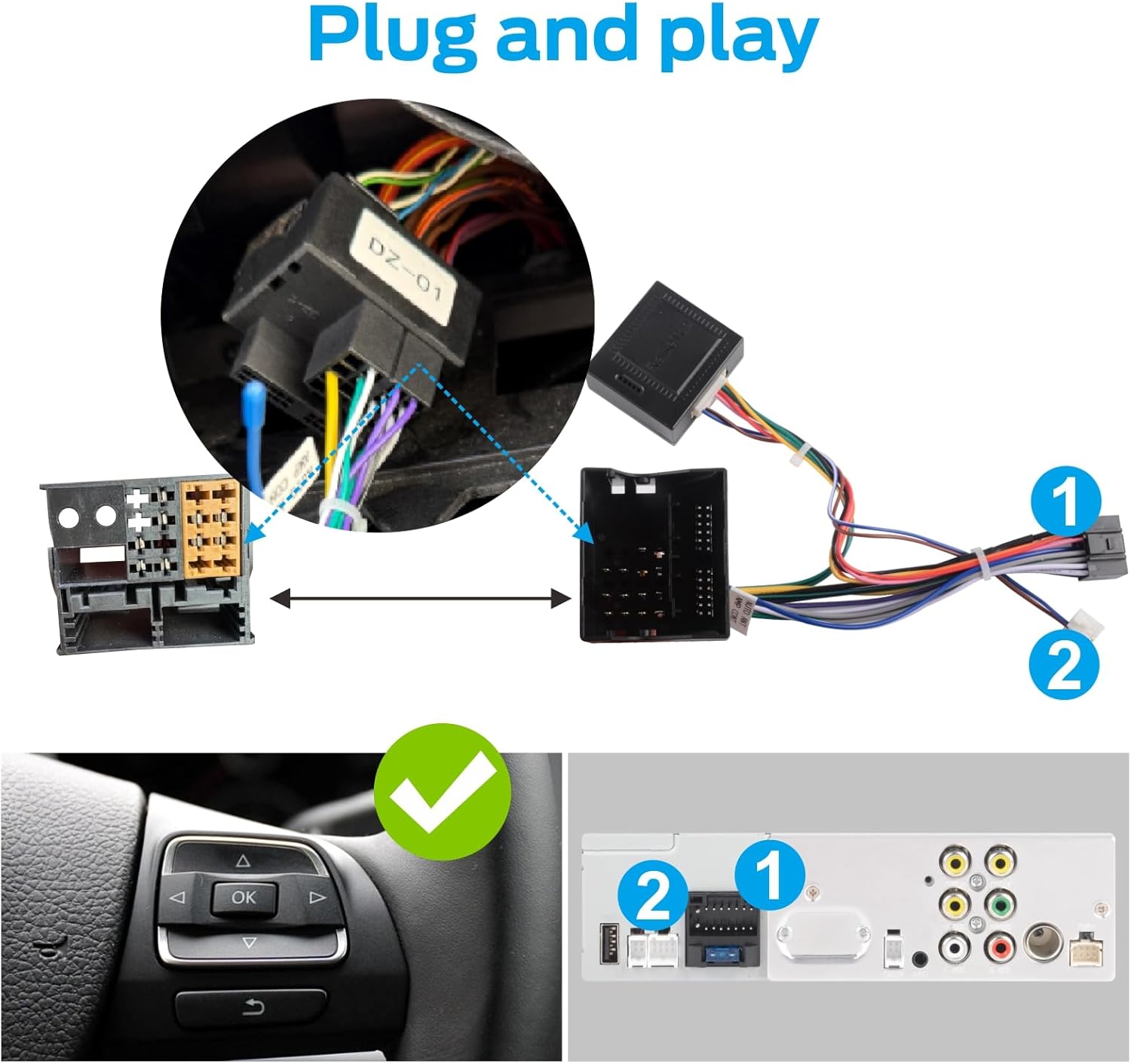 Fast Boot Linux Car Stereo | Compatible for VW Golf 5 6 Passat Jetta Caddy EOS T5 Touran CC Polo with Wireless Carplay Android Auto Bluetooth FM AM RDS Radio | 100W DSP |