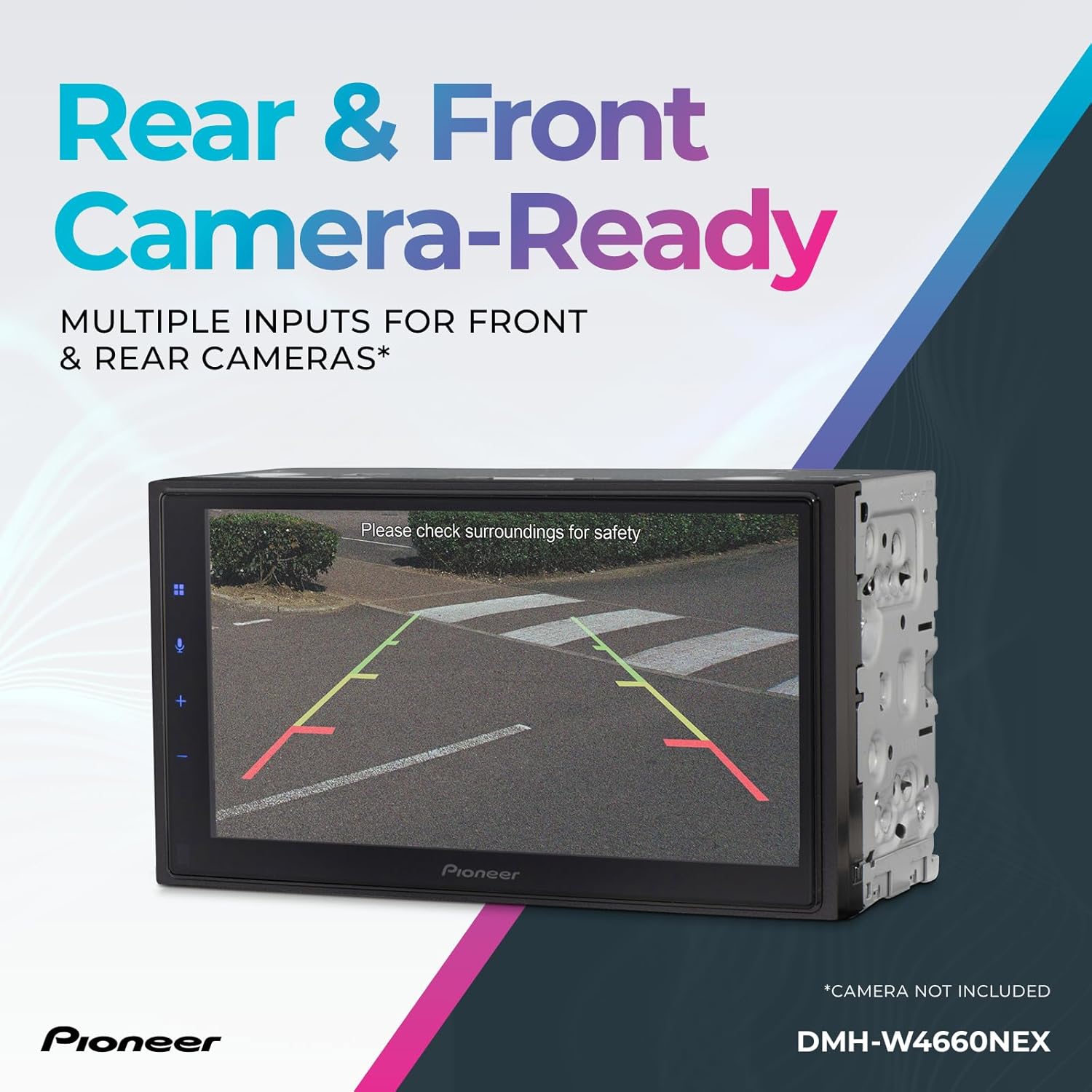 Pioneer DMH-W4660NEX - Pantalla táctil capacitiva de 6.8 pulgadas, doble DIN, inalámbrico y con cable, Apple CarPlay y Android Auto, Amazon Alexa integrado, Bluetooth, radio HD, cámara de respaldo