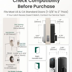 DESLOC Smart Door Lock B200, Smart Deadbolt Lock, Keyless Entry Door Lock, Fingerprint Smart Lock, Smart Locks for Front Door, App Control, Touchscreen Keypad Deadbolts,12-Month Battery, BHMA Grade3