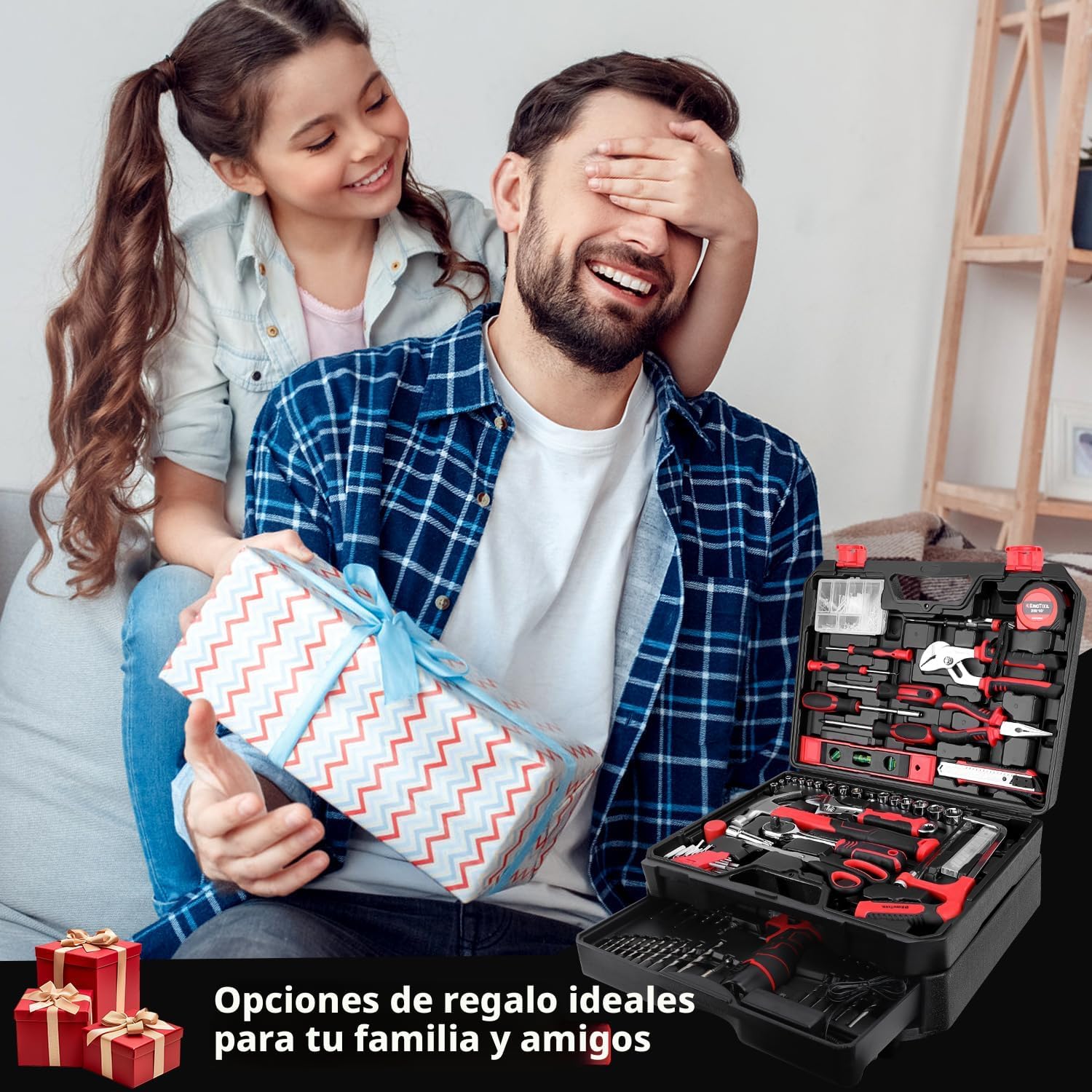 KingTool Juego de herramientas de 276 piezas – Kit de herramientas con taladro eléctrico inalámbrico de 12 V, caja de herramientas con cajón, juego de taladros perfecto para propietarios de viviendas, bricolaje, manitas