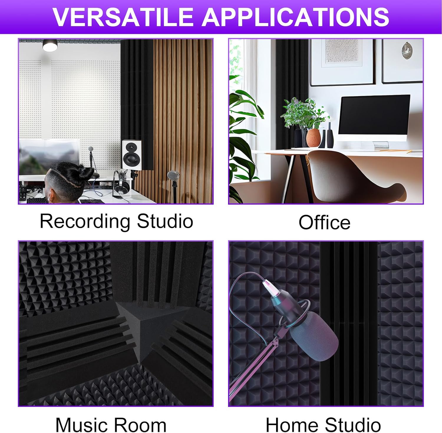 TroyStudio Bass Traps - 12 Pcs 4 X 4 X 12 Inches Dense Thick Studio Bass Foam Corner, Acoustic Treatment Panel Absorbing Echo Reverb, Low Frequency Sound Absorber for Music Room Home Recording Studio