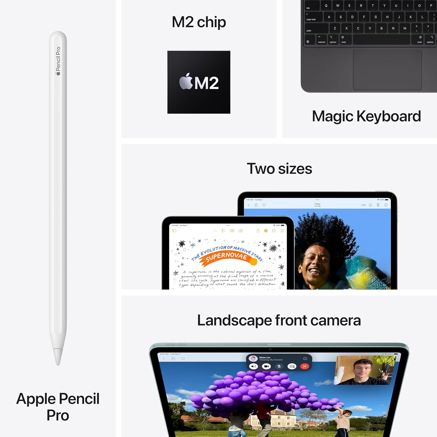 Apple iPad Air de 11 pulgadas (M2): Diseñado para Apple Intelligence, Pantalla Liquid Retina, 512GB, Cámara Frontal/Trasera de 12MP, Wi-Fi 6E, Touch ID, Batería de Todo el Día — Gris Espacial
