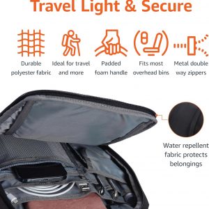 Amazon Basics Mochila de viaje para portátil de 17 pulgadas (17.0 in), color negro