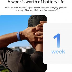 Google Fitbit Air - Screenless Activity Tracker with Fitness, Heart Rate, and Sleep Tracking - Personalized AI-Powered Coaching - Up to 7 Days’ Battery Life - Works with iOS and Android - Obsidian