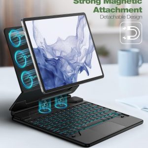 Dexnor para Samsung Galaxy Tab S10+ Plus/S9+ Plus/S9 FE+ Plus/S8+ Plus/S7+ Plus/S7 FE Funda con Teclado 31.5 cm Flotante Cantilever Magnético Soporte para S Pen Multi-Touch Trackpad Retroiluminado