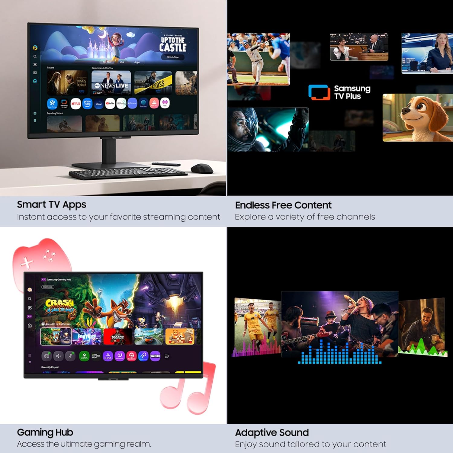 Samsung 32-Inch M5 (M50F) Series FHD Smart Monitor with Streaming TV, Speakers, HDR10, Gaming Hub, Multiple Ports, Workout Tracker, Vision Accessibility Tools, Black, LS32FM502ENXZA