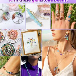 FIVEIZERO 600pcs Natural Chip Stone Beads 5-8mm - 15 Color Crystal Chip Beads for Jewelry Making, Valentine's Day Bracelet,DIY Irregular Gemstone Beads with Drilled Holes
