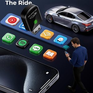 Wireless Carplay Adapter for iPhone Latest Upgrade, Tiny Bluetooth Dongle Convert Wired to Wireless for Apple Car Play Plug & Play, Zero-Lag Auto-Connect GPS Works With 2016+ Car(Matte Black)