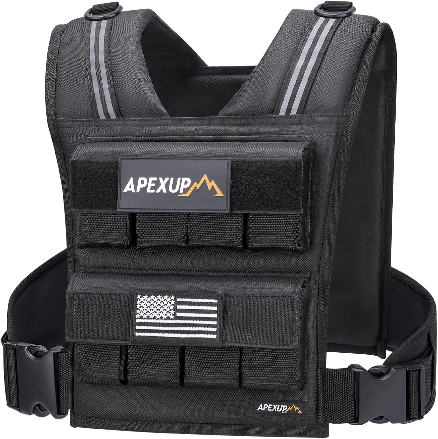 APEXUP Adjustable Weighted Vest Men 20lbs/30lbs/40lbs Weights with Reflective Stripe, Weight Vest Woman Workout Vest for Strength Training Running Walking
