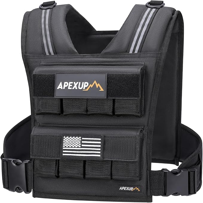 APEXUP Adjustable Weighted Vest Men 20lbs/30lbs/40lbs Weights with Reflective Stripe, Weight Vest Woman Workout Vest for Strength Training Running Walking