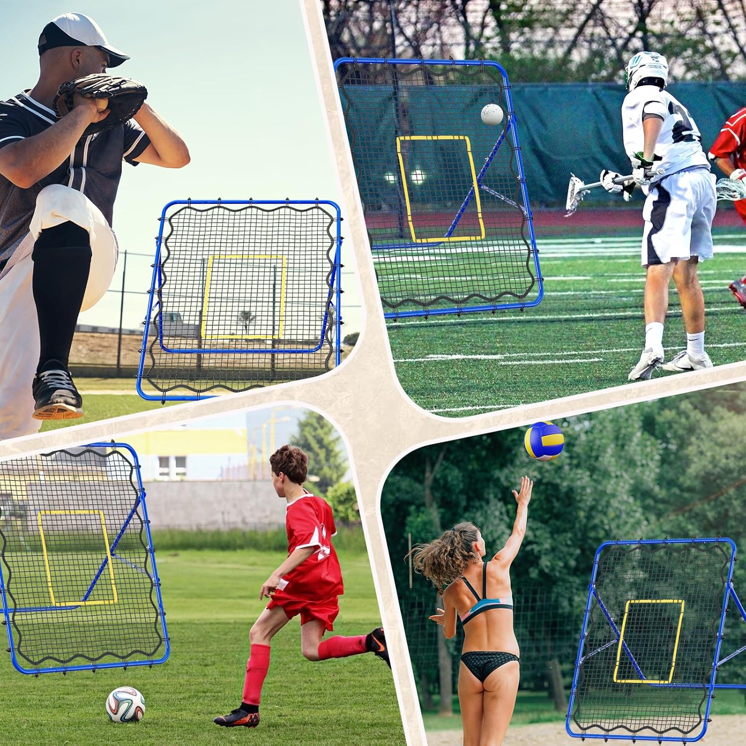 Volleyball's Rebounder, Volleyball Net System for Hitting, Blocking, Serving, Setting, Portable Volleyball Training Equipment with 6-Angle Quick Adjustments, 4.5x4FT