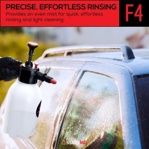 Suds Lab F4 Foaming Pump Sprayer with 70 oz UV Resistant Canister & Ergonomic Handle – Handheld Dual-Action Atomizer Car Foam Sprayer for Detailing, Garden & Home Use