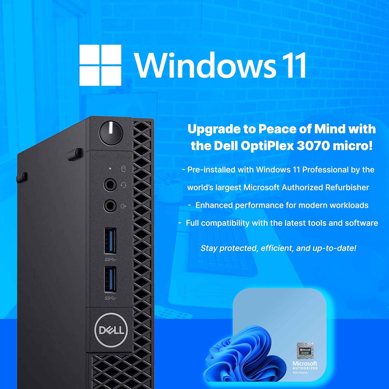 Dell Optiplex 3070 Mini PC | Windows 11 Pro | Intel i5-9500 | 8 GB RAM + 250 GB SSD | 5G WiFi + BT | Teclado + mouse | Micro computadora de escritorio (renovado)