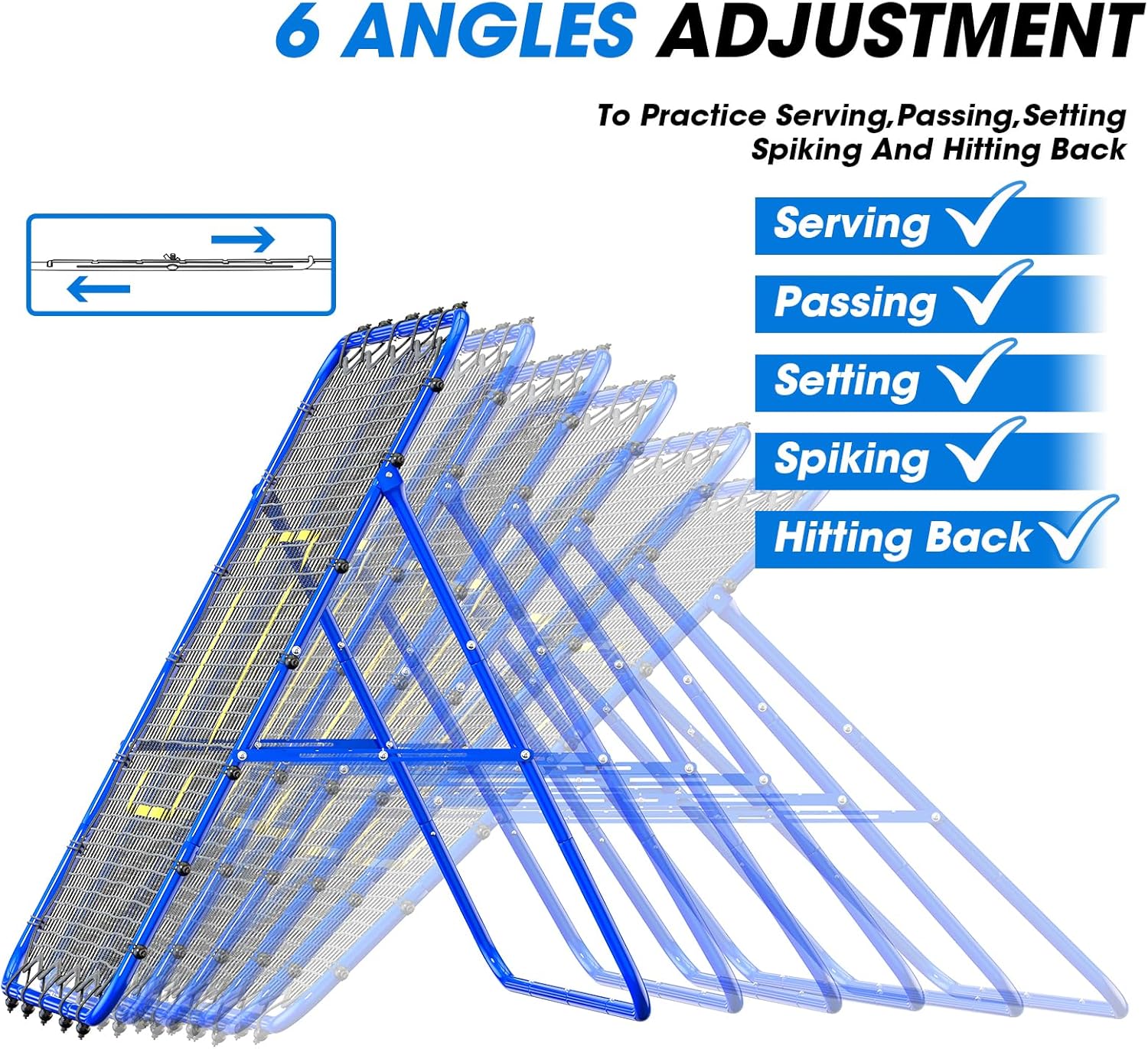Volleyball's Rebounder, Volleyball Net System for Hitting, Blocking, Serving, Setting, Portable Volleyball Training Equipment with 6-Angle Quick Adjustments, 4.5x4FT