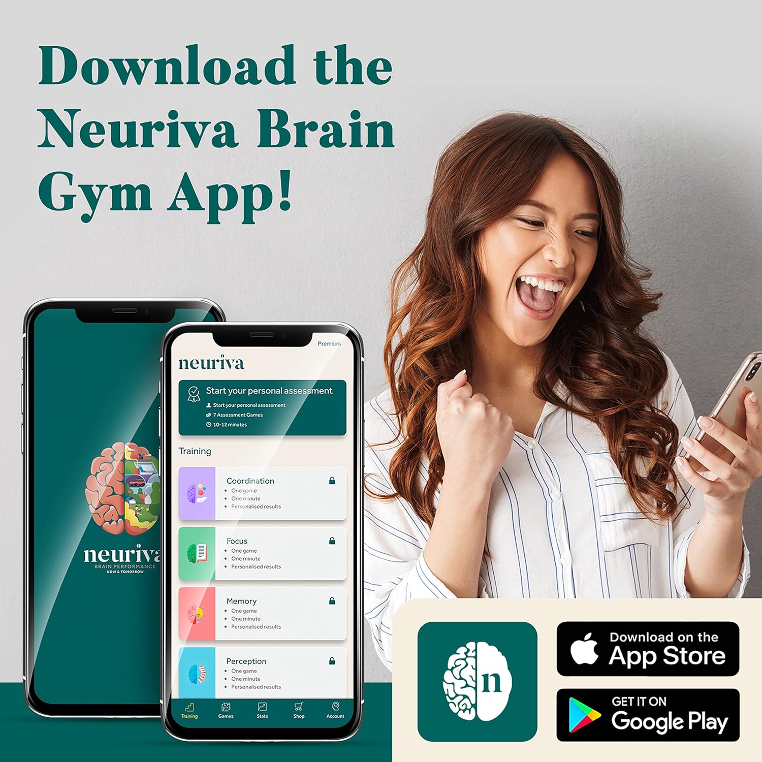 NEURIVA Suplemento cerebral original para memoria, enfoque y concentración, aprendizaje y precisión con nootrópicos clínicamente probados, fosfatidilserina y neurofactor, sin cafeína, cápsulas de 30 unidades