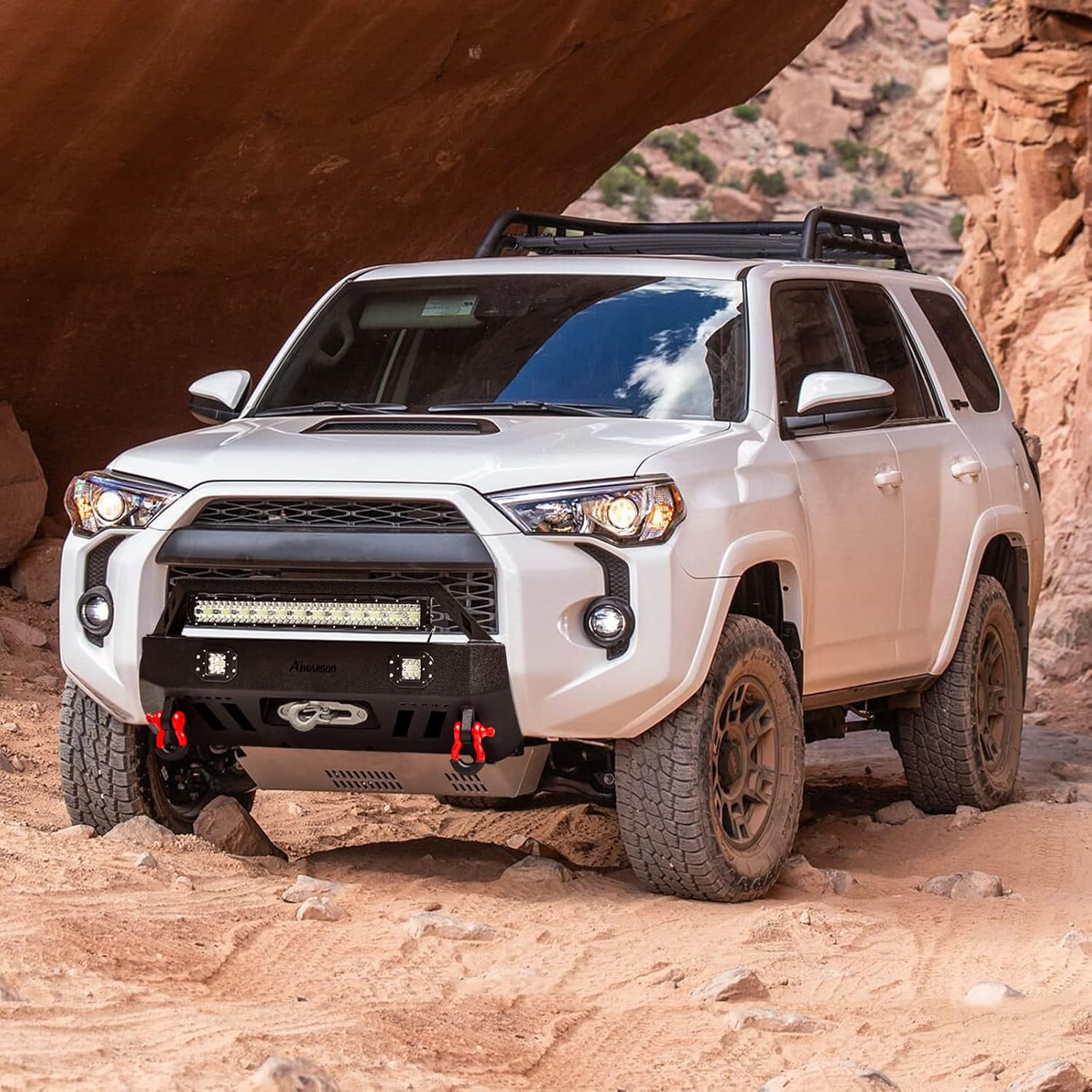 4 Runner Front Bumper Fits 2010-2024 5th Gen 4 Runner (Except 2010-2013 SR5) Offroad Front Bumper Black with LED Light