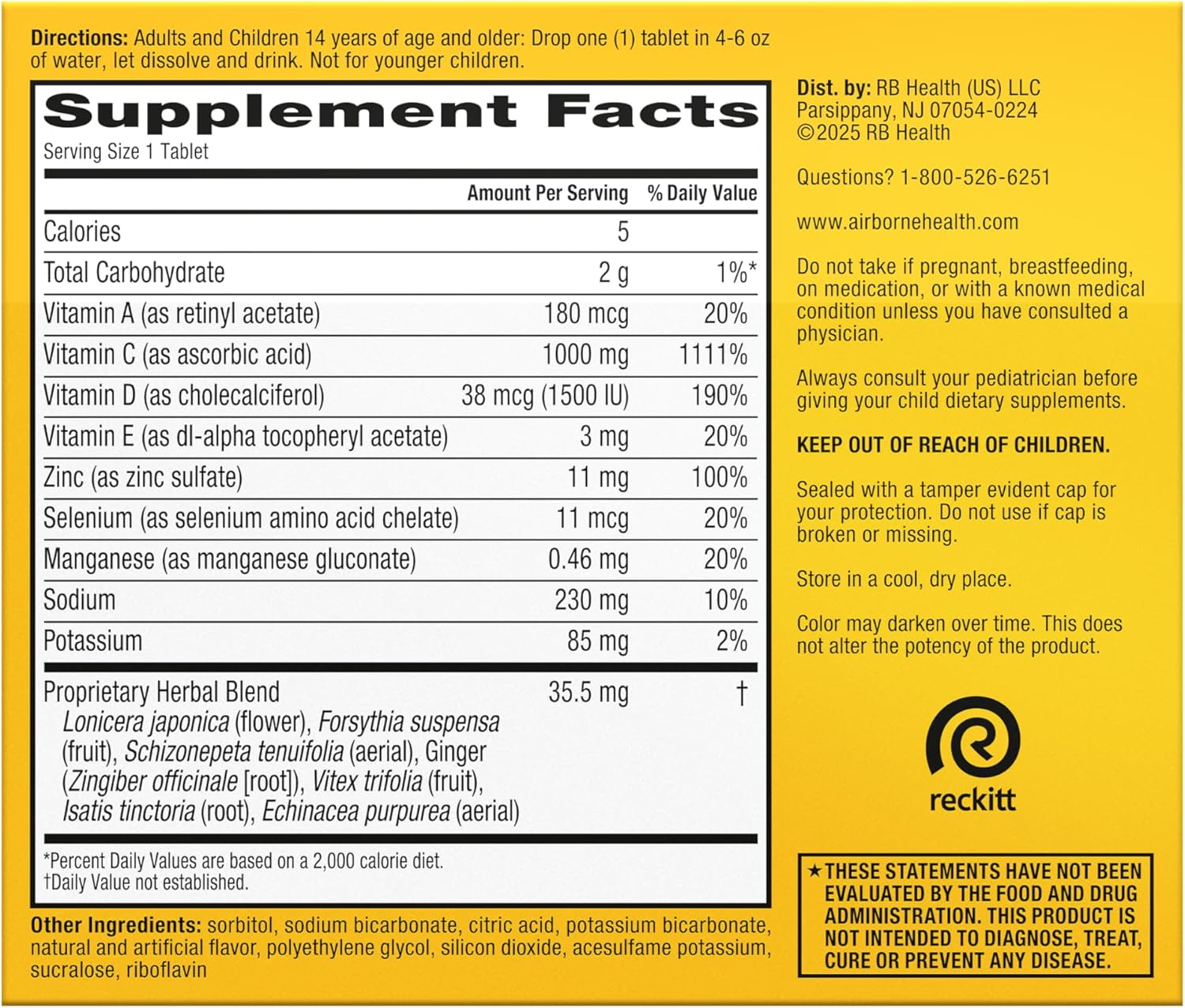 Airborne Variety Pack 1000mg Vitamin C with Vitamin D & Zinc, Sugar Free Multivitamin Immune Support Supplement, Antioxidants Vitamins A C & Vitamin E, 30 Effervescent Tablets, Citrus + Verry Berry