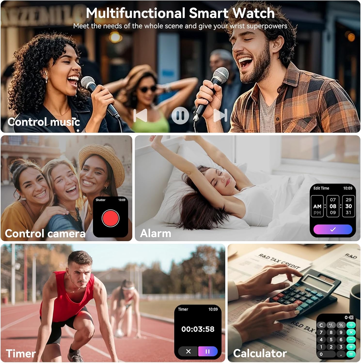 Smart Watch for Men Women, 1.83" HD Touch Screen Smartwatch with Bluetooth Call, 5 ATM Waterproof, 130+ Sport Modes Fitness Tracker Heart Rate Sleep Monitor Pedometer, Compatible with Android iPhone