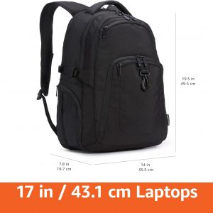 Amazon Basics Mochila de viaje para portátil de 17 pulgadas (17.0 in), color negro