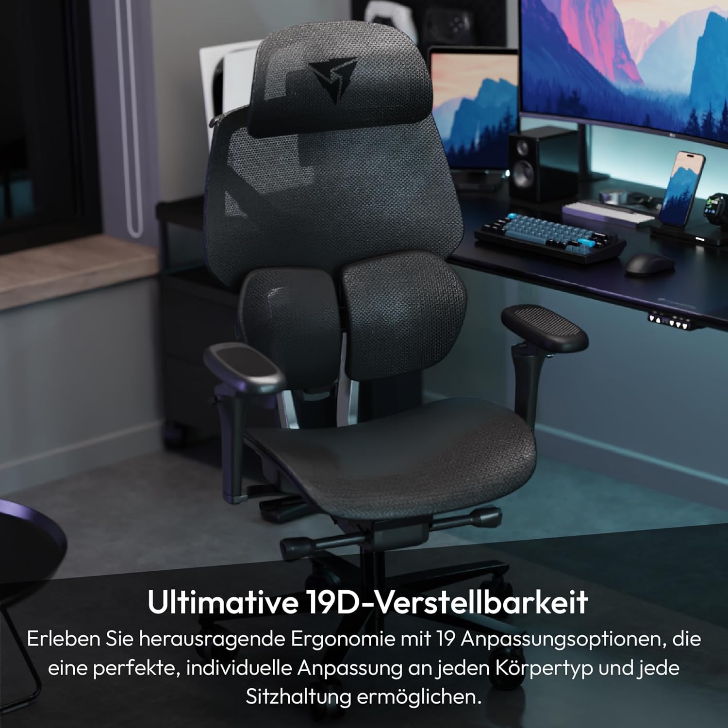 ThunderX3 Flex Pro Silla de Oficina Ergonómica, Silla Gaming para Adultos, Silla de Escritorio de Respaldo Alto, Inclinación Sincronizada, Inclinación Hacia Adelante, 19D Completamente Autoajustable