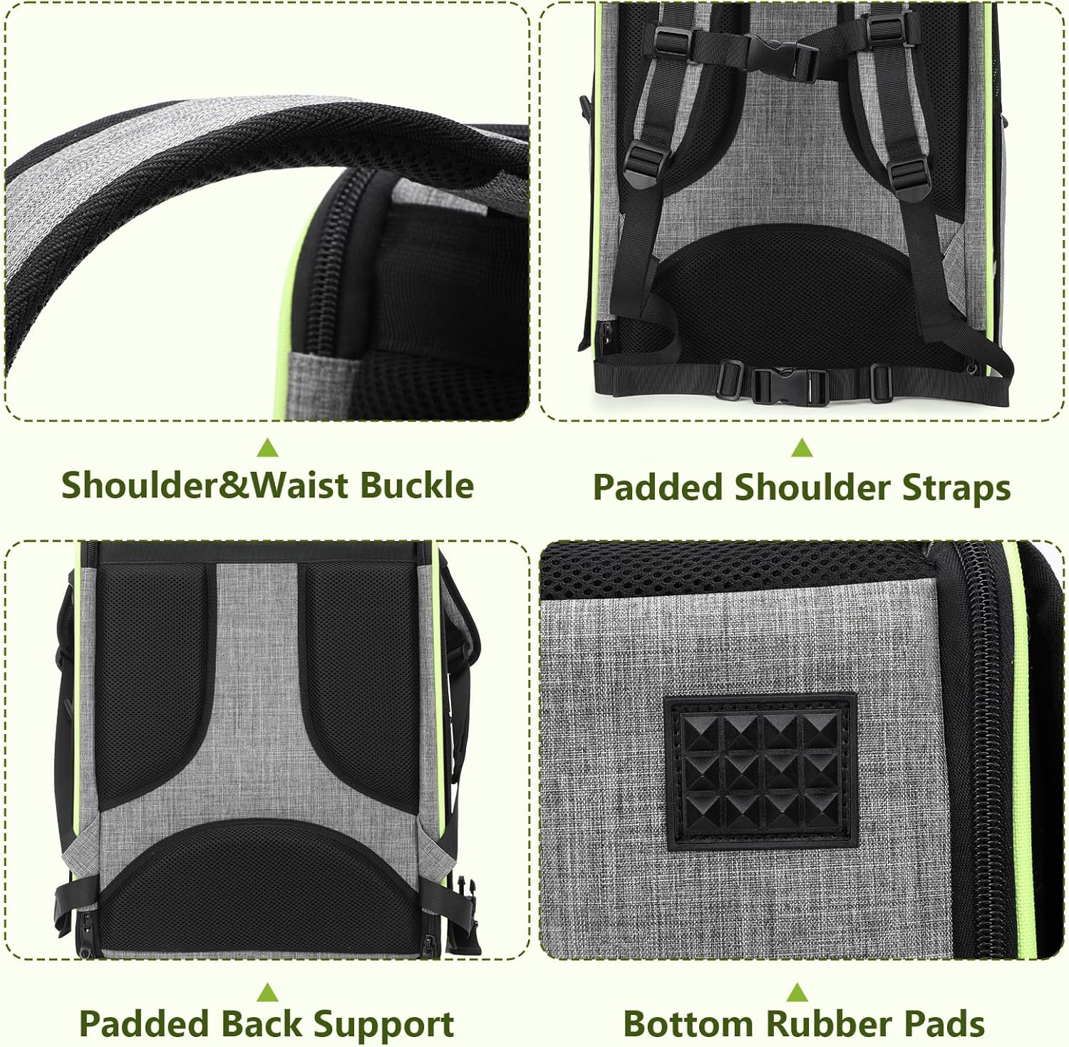 Pecute Mochila transportadora de pájaros, mochila de pájaros loros con ventana visible, percha de pie de altura ajustable, latas de alimentación, almohadillas impermeables, jaula de viaje plegable ligera para pájaros para senderismo, campamento