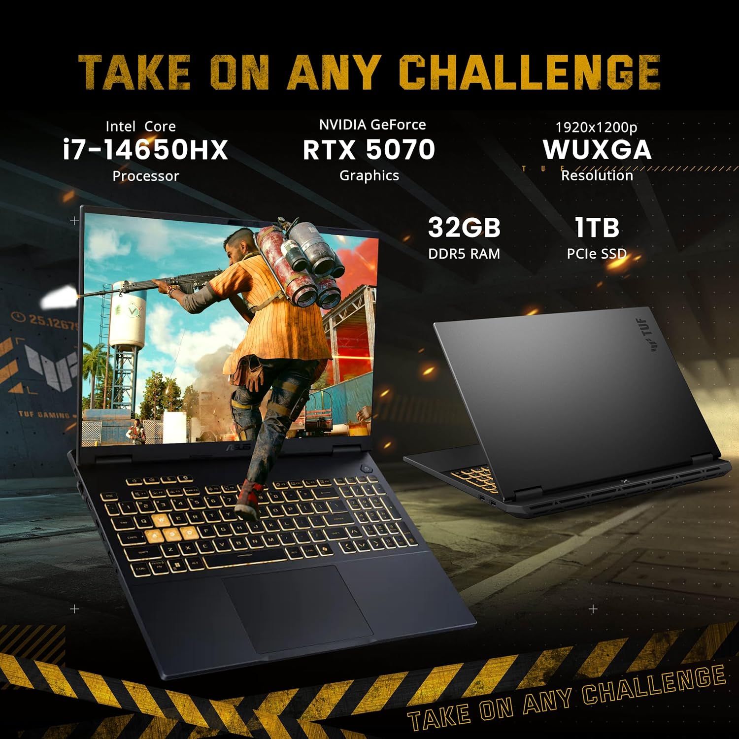 ASUS TUF F16 16" WUXGA 165Hz Gaming Laptop, Intel i7-14650HX, GeForce RTX 5070 8GB GDDR7, 32GB DDR5, 1TB SSD, RGB Backlit Keyboard, FHD IR Camera, Wi-Fi 6E, Win 11 Pro, Gray, 1TB Docking Station Set