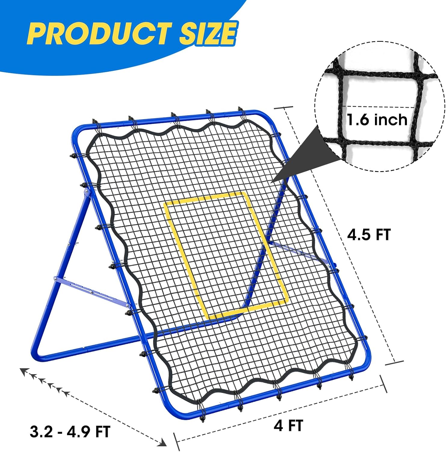 Volleyball's Rebounder, Volleyball Net System for Hitting, Blocking, Serving, Setting, Portable Volleyball Training Equipment with 6-Angle Quick Adjustments, 4.5x4FT