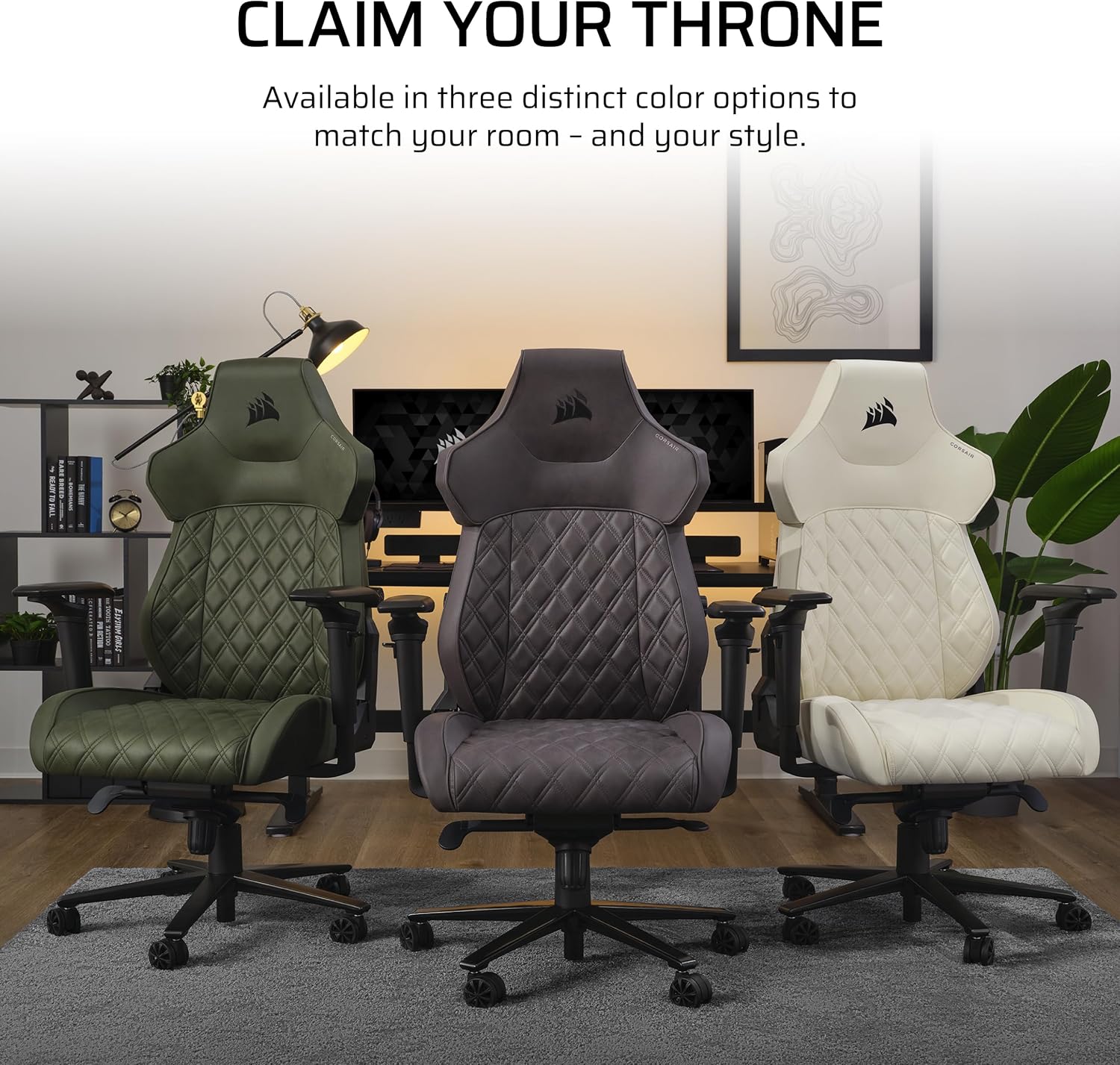 Corsair TC500 Luxe Gaming Chair – Premium Breathable Fabric – Wide Seat – Five-Way Adjustable Armrests – Adjustable Built-in Lumbar Support – 90-135 Degree Recline – Sherwood